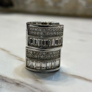 Michael Kors Silver Hoops with Pavé and Baguette Crystals